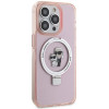 Karl Lagerfeld iPhone 15 Pro Max Ring Stand Karl and Choupette MagSafe Σκληρή Θήκη με Πλαίσιο Σιλικόνης και MagSafe - Διάφανη / Pink - KLHMP15XHMRSKCP