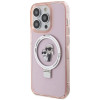Karl Lagerfeld iPhone 15 Pro Max Ring Stand Karl and Choupette MagSafe Σκληρή Θήκη με Πλαίσιο Σιλικόνης και MagSafe - Διάφανη / Pink - KLHMP15XHMRSKCP