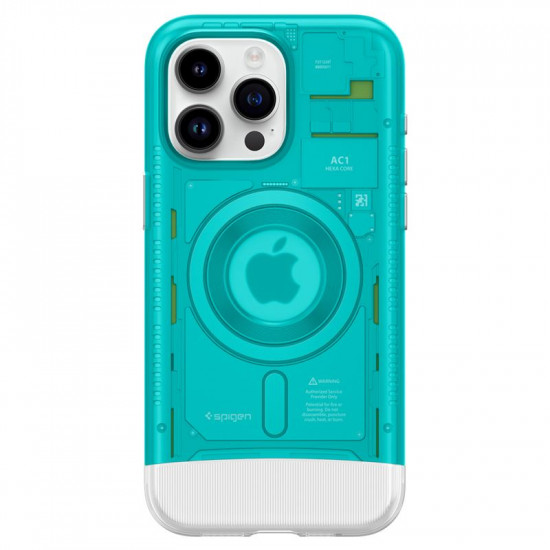 Spigen iPhone 15 Pro Classic C1 Mag Σκληρή Θήκη με Πλαίσιο Σιλικόνης και MagSafe - Bondi Blue