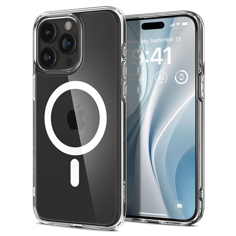 Spigen iPhone 15 Pro Crystal Hybrid Mag Σκληρή Θήκη με Πλαίσιο Σιλικόνης Και MagSafe - White