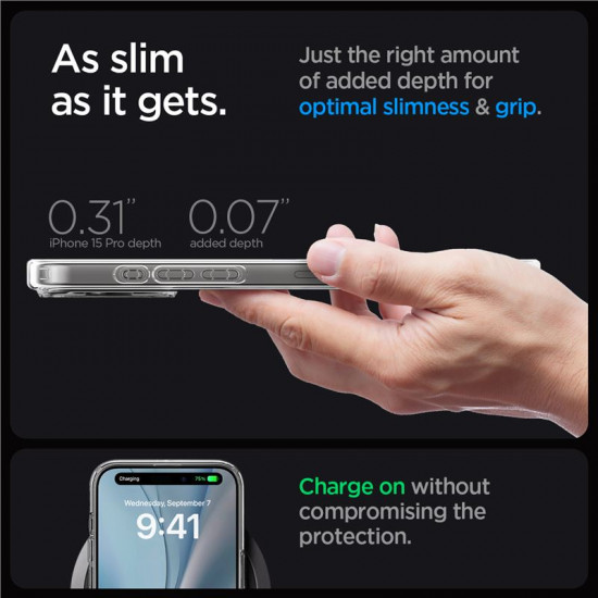Spigen iPhone 15 Pro Crystal Hybrid Mag Σκληρή Θήκη με Πλαίσιο Σιλικόνης Και MagSafe - White