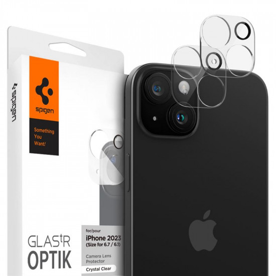 Spigen iPhone 15 / 15 Plus Aparatu Optik.TR Αντιχαρακτικό Γυαλί για την Κάμερα - 2 Τεμάχια - Διάφανο