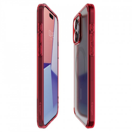 Spigen iPhone 15 Pro Ultra Hybrid Mag Σκληρή Θήκη με Πλαίσιο Σιλικόνης Και MagSafe - Frost Deep Red