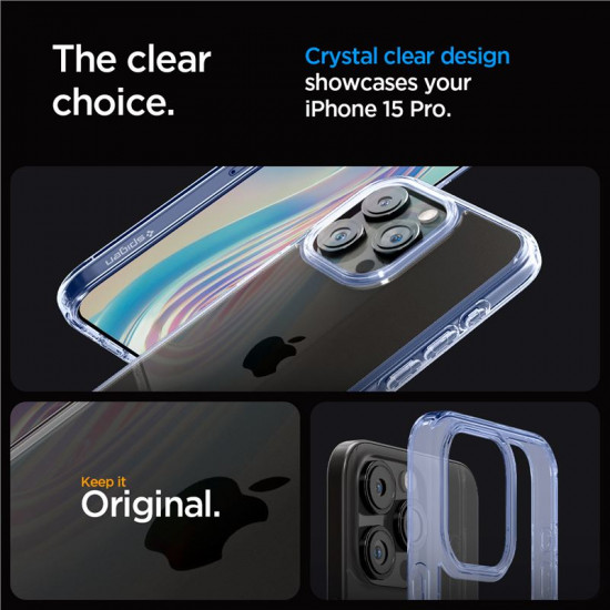 Spigen iPhone 15 Pro Ultra Hybrid Σκληρή Θήκη με Πλαίσιο Σιλικόνης - Sky Crystal