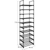 Songmics Μεταλλική Παπουτσοθήκη με 10 Ράφια - Black - LSA25BK