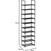 Songmics Μεταλλική Παπουτσοθήκη με 10 Ράφια - Black - LSA25BK