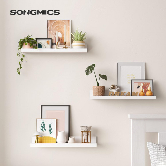 Songmics Σετ 3 Ράφια Τοίχου - ‎38 x 10 cm - White - LWS38WT