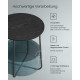Vasagle Στρόγγυλο Βοηθητικό Τραπέζι με Υφασμάτινο Καλάθι Αποθήκευσης - Black Wood / Dark Turquoise - LET223B56