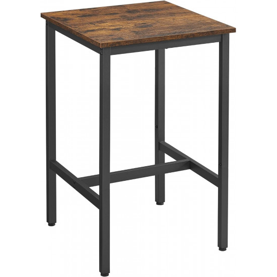 Vasagle Ψηλό Τραπέζι Μπαρ με Ξύλινη Επιφάνεια και Μεταλλικά Πόδια - 60 x 60 x 92 cm - Vintage Brown / Black - LBT25X