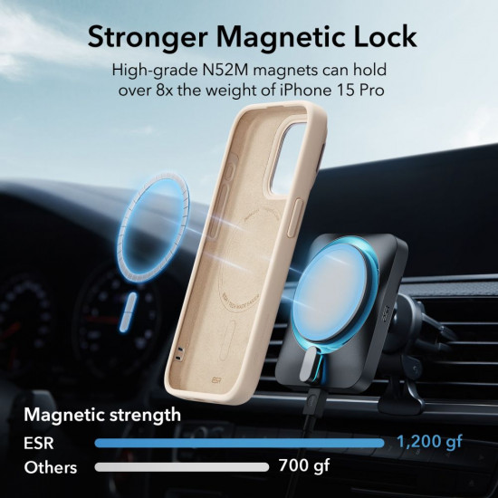 ESR iPhone 15 Pro Cloud Kickstand Halolock MagSafe Σκληρή Θήκη με Πλαίσιο Σιλικόνης και Stand - Beige