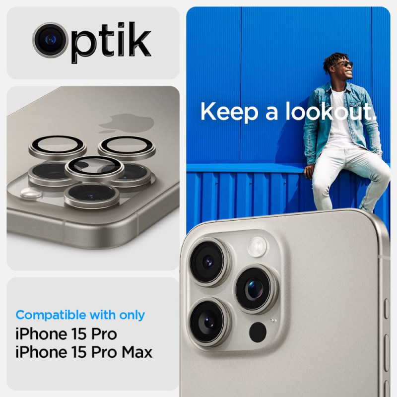 Spigen iPhone 14 Pro / 14 Pro Max / 15 Pro / 15 Pro Max / 16 Pro / 16 Pro Max Optik.TR EZ Fit Αντιχαρακτικό Γυαλί για την Κάμερα - 2 Τεμάχια - Natural Titanium Spigen iPhone 14 Pro / 14 Pro Max / 15 Pro / 15 Pro Max / 16 Pro / 16 Pro Max Optik.TR EZ Fit Αντιχαρακτικό Γυαλί για την Κάμερα - 2 Τεμάχια - Natural Titanium
