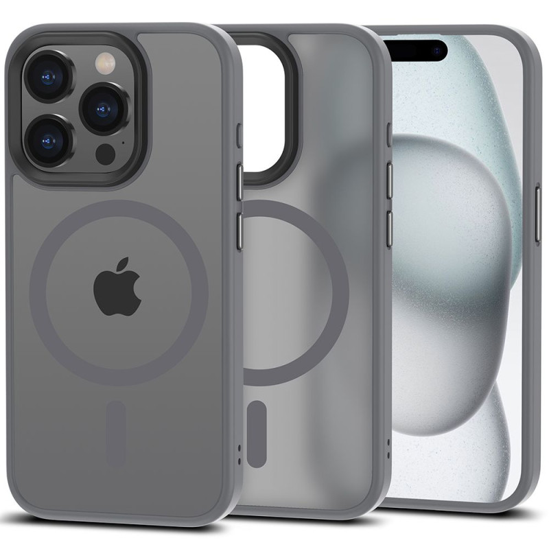 Tech-Protect iPhone 15 Pro Max MagMat Σκληρή Θήκη με Πλαίσιο Σιλικόνης και MagSafe - Matte Titanium / Ημιδιάφανη Tech-Protect iPhone 15 Pro Max MagMat Σκληρή Θήκη με Πλαίσιο Σιλικόνης και MagSafe - Matte Titanium / Ημιδιάφανη