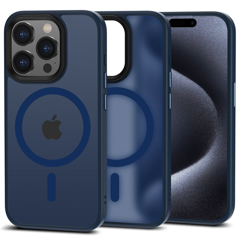 Tech-Protect iPhone 15 Pro MagMat Σκληρή Θήκη με Πλαίσιο Σιλικόνης και MagSafe - Matte Navy / Ημιδιάφανη