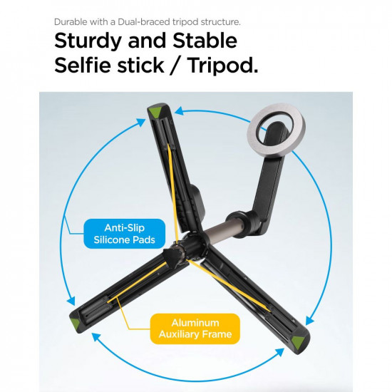 Spigen S570W Ασύρματο MagSafe Selfie Stick με Τρίποδο - Black