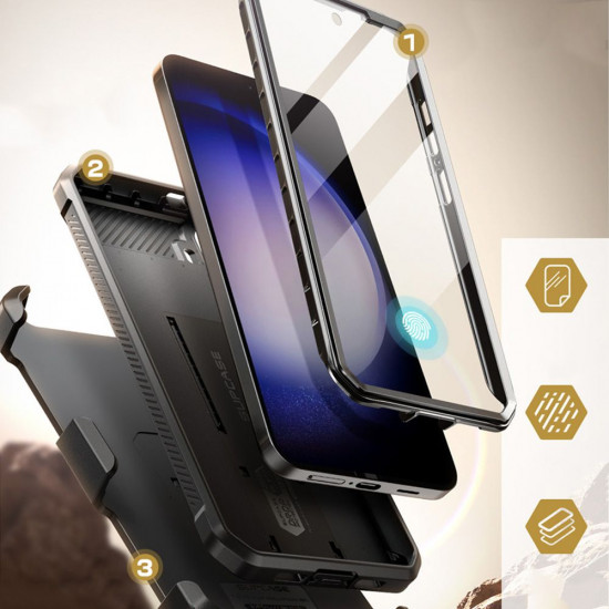 Supcase Samsung Galaxy S24+ Unicorn Beetle Pro 2 Σκληρή Θήκη με Προστασία Οθόνης και Stand - Black