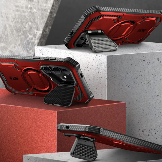 Supcase Samsung Galaxy S24 Armorbox Magsafe Σκληρή Θήκη με Προστασία Οθόνης και Κάλυμμα Κάμερας / Stand - Red