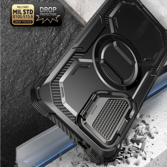 Supcase Samsung Galaxy S24 Ultra Armorbox Magsafe Σκληρή Θήκη με Προστασία Οθόνης και Κάλυμμα Κάμερας / Stand - Black