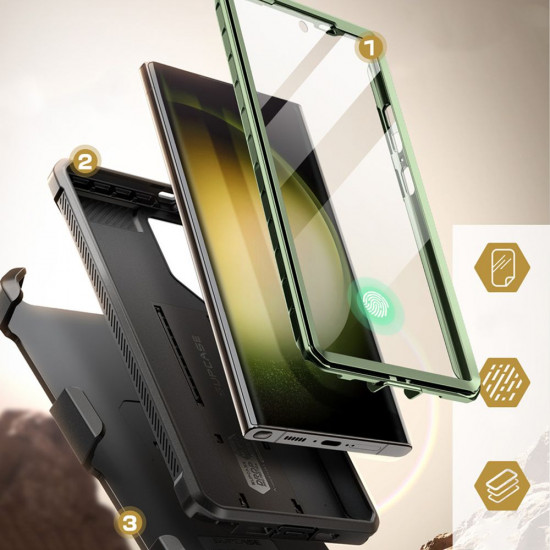 Supcase Samsung Galaxy S24 Ultra Unicorn Beetle Pro 2 Σκληρή Θήκη με Προστασία Οθόνης και Stand - Green