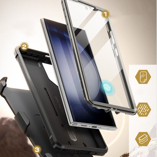 Supcase Samsung Galaxy S24 Ultra Unicorn Beetle Pro 2 Σκληρή Θήκη με Προστασία Οθόνης και Stand - Grey