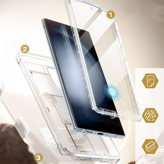 Supcase Samsung Galaxy S24 Ultra Unicorn Beetle Pro 2 Σκληρή Θήκη με Προστασία Οθόνης και Stand - Clear
