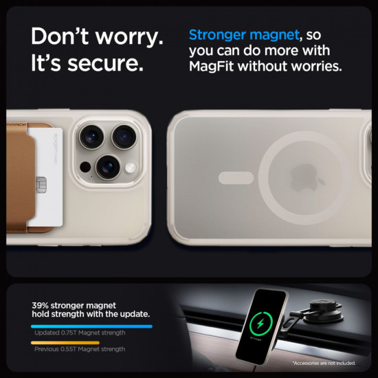 Spigen iPhone 15 Pro Ultra Hybrid Mag Σκληρή Θήκη με Πλαίσιο Σιλικόνης Και MagSafe - Frost Natural Titanium