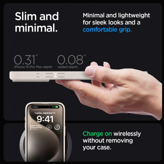 Spigen iPhone 15 Pro Max Ultra Hybrid Σκληρή Θήκη με Πλαίσιο Σιλικόνης - Natural Titanium