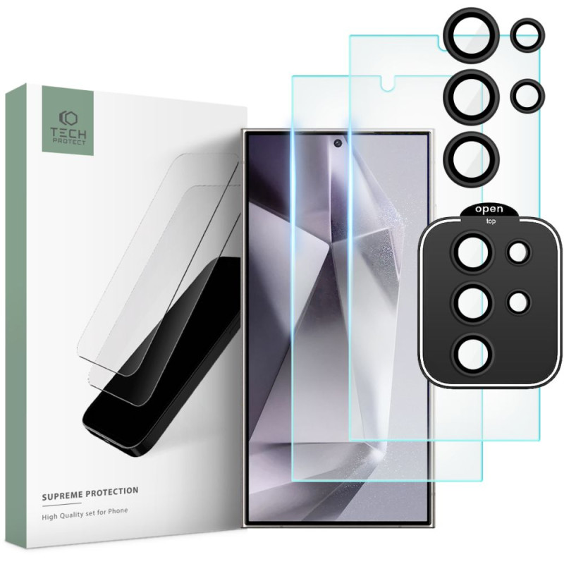 Tech-Protect Samsung Galaxy S24 Ultra Supreme Set - Σετ με 2 Tempered Glass Αντιχαρακτικά Γυαλιά Οθόνης και 1 Αντιχαρακτικό Γυαλί για την Κάμερα - Διάφανα Tech-Protect Samsung Galaxy S24 Ultra Supreme Set - Σετ με 2 Tempered Glass Αντιχαρακτικά Γυαλιά Οθόνης και 1 Αντιχαρακτικό Γυαλί για την Κάμερα - Διάφανα