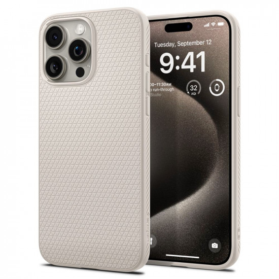 Spigen iPhone 15 Pro Max Liquid Air Θήκη Σιλικόνης - Natural Titanium