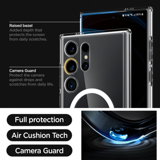 Spigen Samsung Galaxy S24 Ultra - Ultra Hybrid One Tap Ring MagSafe Σκληρή Θήκη με Πλαίσιο Σιλικόνης - White