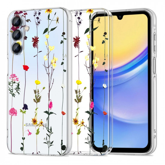 Tech-Protect Samsung Galaxy A15 4G / A15 5G Flexair+ Λεπτή Θήκη Σιλικόνης - Garden Floral - Διάφανη