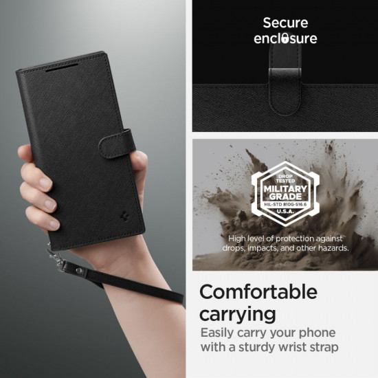 Spigen Samsung Galaxy S24 Ultra Wallet S Plus Θήκη Πορτοφόλι από Δερματίνη - Black