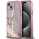 Guess iPhone 15 Liquid Glitter Gold Stripes Σκληρή Θήκη με Πλαίσιο Σιλικόνης - Pink - GUHCP15SLFCSEGP