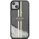 Guess iPhone 15 Liquid Glitter Gold Stripes Σκληρή Θήκη με Πλαίσιο Σιλικόνης - Black - GUHCP15SLFCSEGK