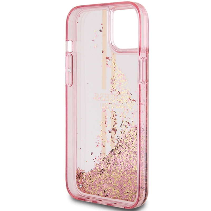Guess iPhone 15 Plus Liquid Glitter Gold Stripes Σκληρή Θήκη με Πλαίσιο Σιλικόνης - Pink - GUHCP15MLFCSEGP Guess iPhone 15 Plus Liquid Glitter Gold Stripes Σκληρή Θήκη με Πλαίσιο Σιλικόνης - Pink - GUHCP15MLFCSEGP