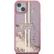 Guess iPhone 15 Plus Liquid Glitter Gold Stripes Σκληρή Θήκη με Πλαίσιο Σιλικόνης - Pink - GUHCP15MLFCSEGP