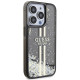 Guess iPhone 15 Pro Liquid Glitter Gold Stripes Σκληρή Θήκη με Πλαίσιο Σιλικόνης - Black - GUHCP15LLFCSEGK