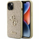 Guess iPhone 15 Glitter Script Big 4G Σκληρή Θήκη με Πλαίσιο Σιλικόνης - Gold - GUHCP15SHG4SGD