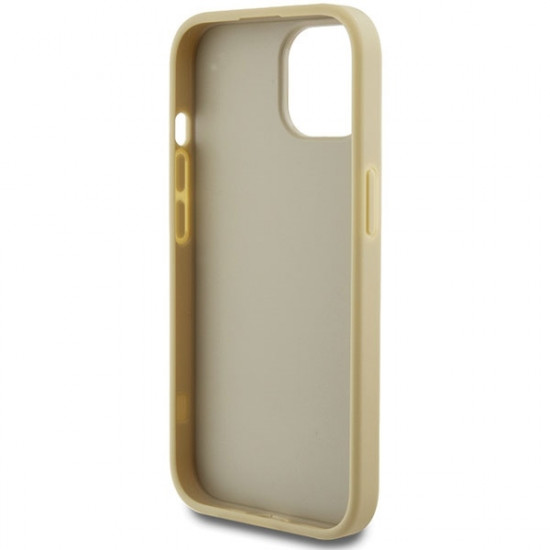 Guess iPhone 15 Plus Glitter Script Big 4G Σκληρή Θήκη με Πλαίσιο Σιλικόνης - Gold - GUHCP15MHG4SGD