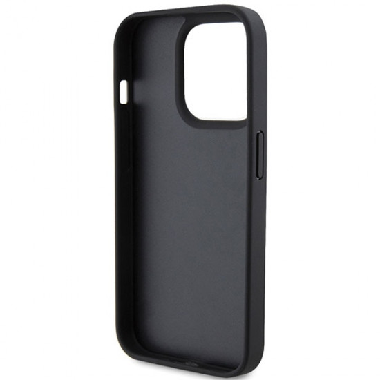 Guess iPhone 15 Pro Leather 4G Stamped Θήκη με Επένδυση Συνθετικού Δέρματος - Black - GUHCP15LP4EPMK