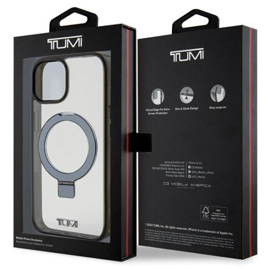Tumi iPhone 15 Transparent Ring Stand Magsafe Σκληρή Θήκη με Πλαίσιο Σιλικόνης και Stand / MagSafe - White - TUHMP15SSSFC