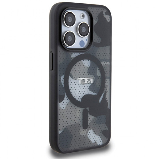 Tumi iPhone 15 Pro Frosted Camo Print MagSafe Σκληρή Θήκη με Πλαίσιο Σιλικόνης και MagSafe - Black - TUHMP15LTCAMK