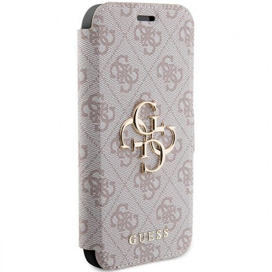 Guess iPhone 15 Pro 4G Big Metal Logo Θήκη Πορτοφόλι με Επένδυση Συνθετικού Δέρματος - Pink - GUBKP15L4GMGPI
