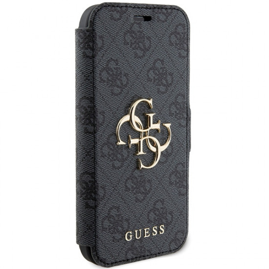 Guess iPhone 15 4G Big Metal Logo Θήκη Πορτοφόλι με Επένδυση Συνθετικού Δέρματος - Grey - GUBKP15S4GMGGR
