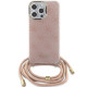 Guess iPhone 15 Pro Crossbody Cord 4G Print Σκληρή Θήκη με Πλαίσιο Σιλικόνης και Λουράκι - Pink - GUHCP15LHC4SEP