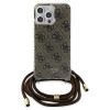 Guess iPhone 15 Pro Crossbody Cord 4G Print Σκληρή Θήκη με Πλαίσιο Σιλικόνης και Λουράκι - Brown - GUHCP15LHC4SEW