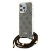 Guess iPhone 15 Pro Crossbody Cord 4G Print Σκληρή Θήκη με Πλαίσιο Σιλικόνης και Λουράκι - Brown - GUHCP15LHC4SEW