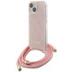 Guess iPhone 15 Crossbody Cord 4G Print Σκληρή Θήκη με Πλαίσιο Σιλικόνης και Λουράκι - Pink - GUHCP15SHC4SEP