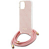 Guess iPhone 15 Crossbody Cord 4G Print Σκληρή Θήκη με Πλαίσιο Σιλικόνης και Λουράκι - Pink - GUHCP15SHC4SEP