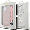 Guess iPhone 15 Crossbody Cord 4G Print Σκληρή Θήκη με Πλαίσιο Σιλικόνης και Λουράκι - Pink - GUHCP15SHC4SEP