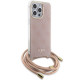 Guess iPhone 15 Pro Max Crossbody Cord 4G Print Σκληρή Θήκη με Πλαίσιο Σιλικόνης και Λουράκι - Pink - GUHCP15XHC4SEP
